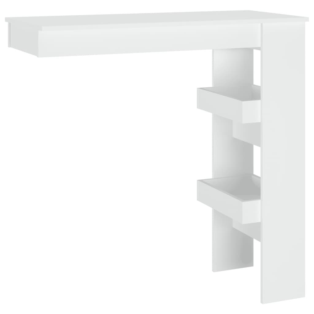 vidaXL Barbord väggmonterat vit 102x45x103,5 cm konstruerat trä