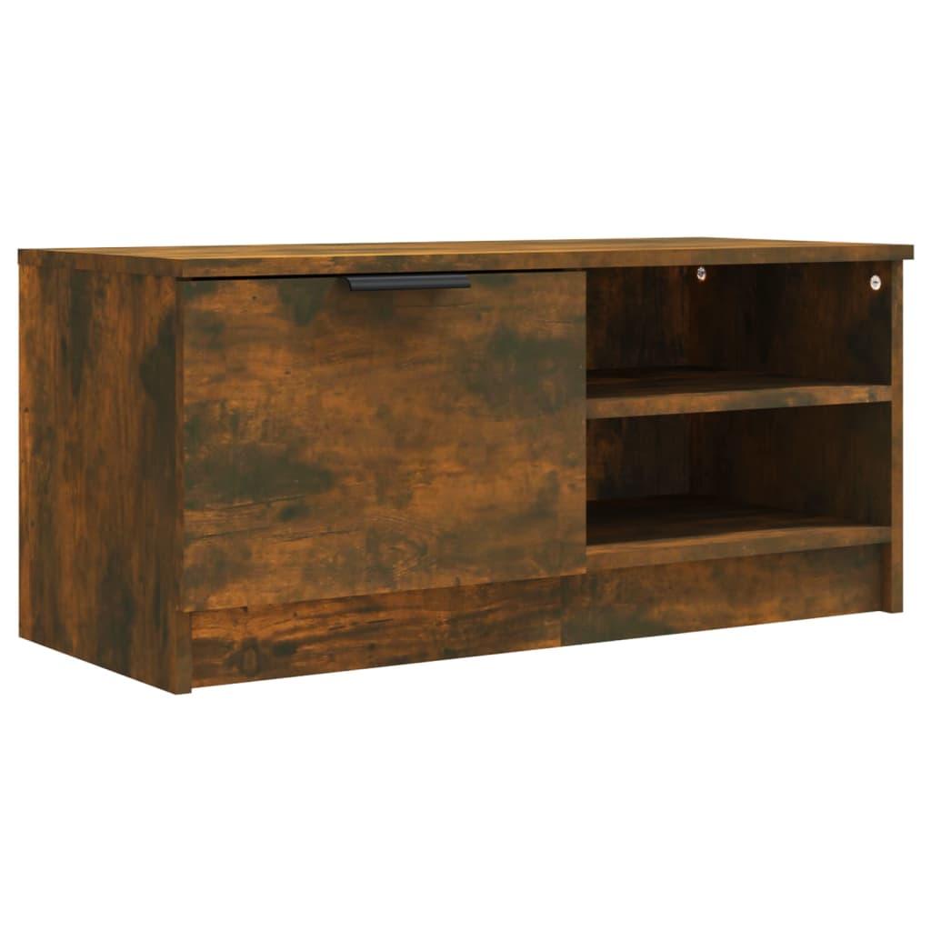 vidaXL Tv-bänk rökfärgad ek 80x35x36,5 cm konstruerat trä