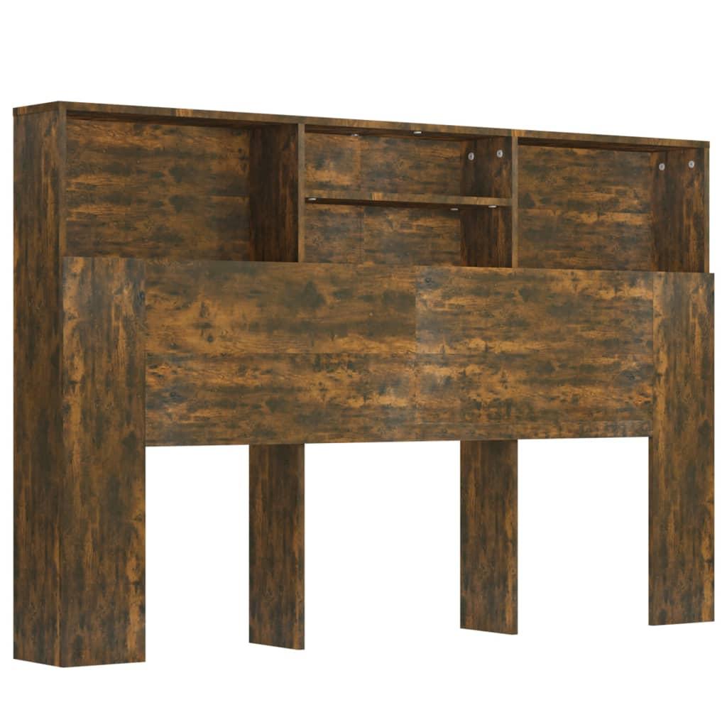 vidaXL Sänggavel med förvaring rökfärgad ek 160x19x103,5 cm