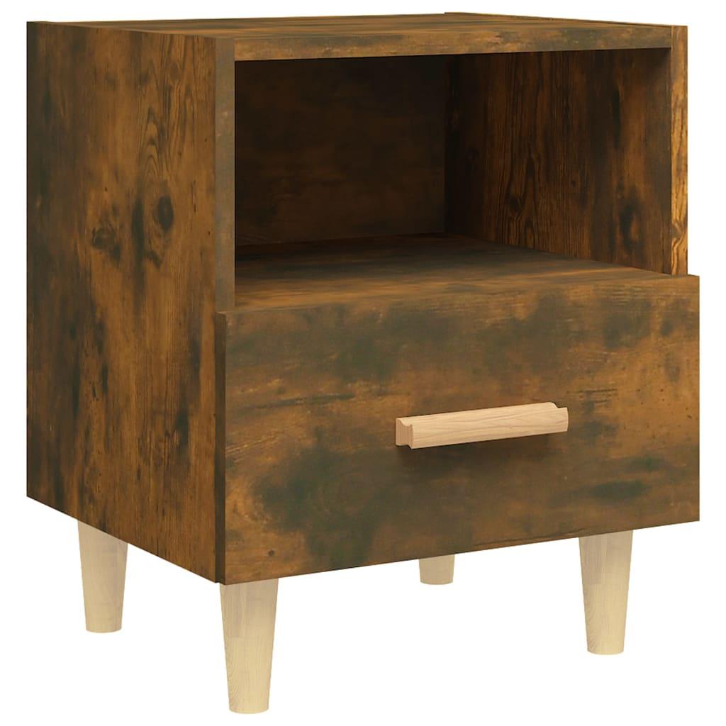 vidaXL Sängbord rökfärgad ek 40x35x47 cm