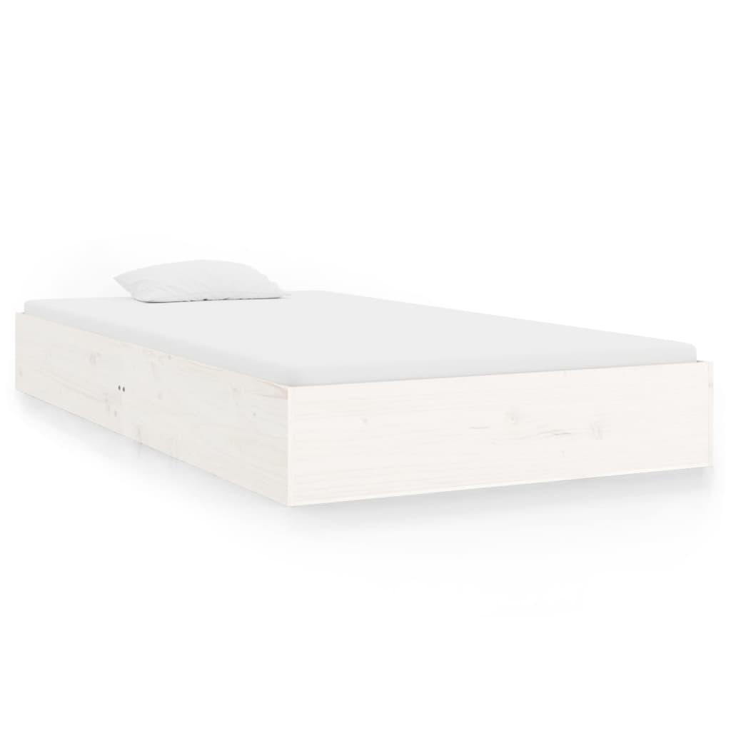 vidaXL Sängram vit massivt trä 90x200 cm