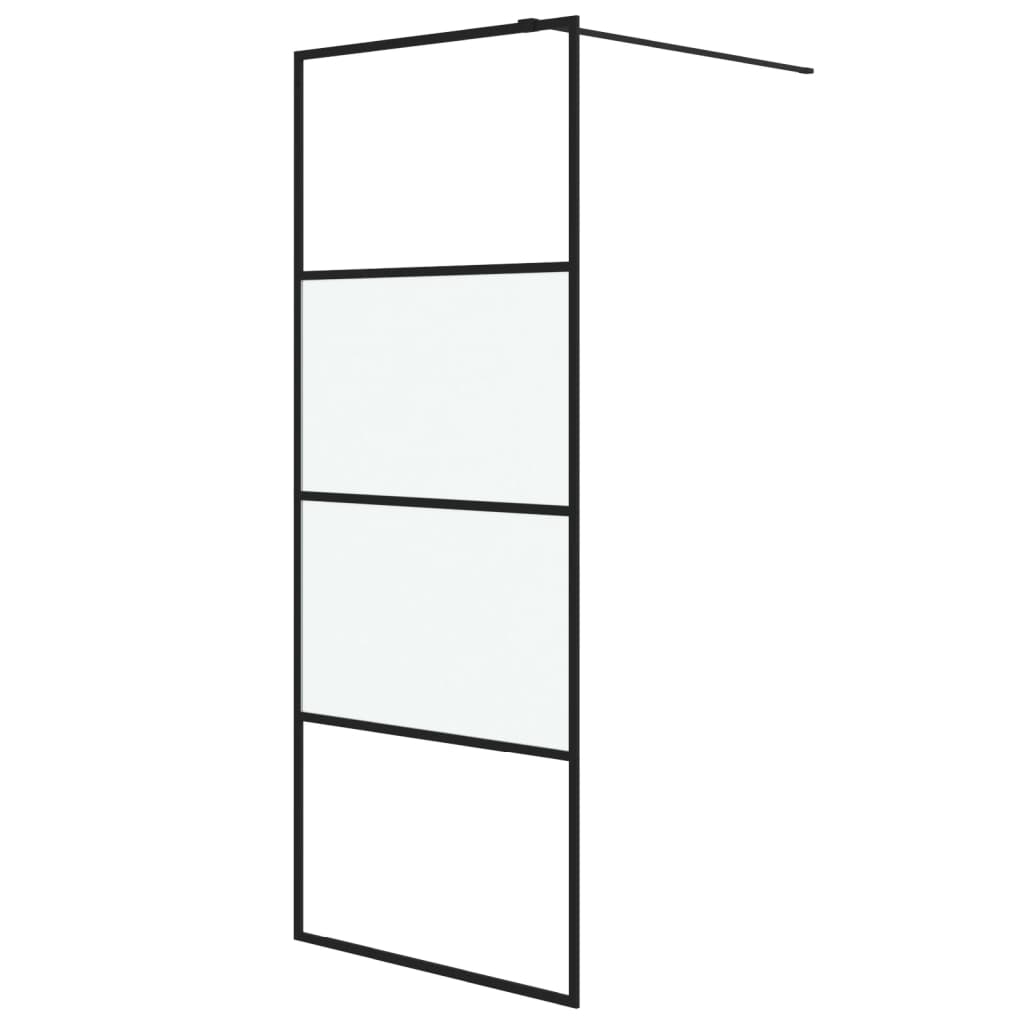 vidaXL Duschvägg svart 80x195 cm halvfrostat ESG-glas