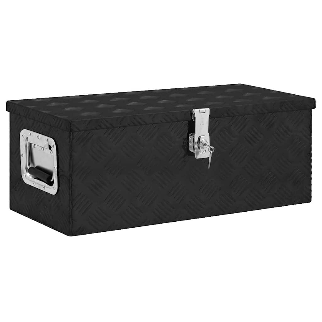 vidaXL Förvaringslåda svart 70x31x27 cm aluminium