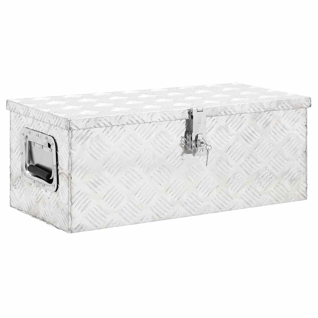 vidaXL Förvaringslåda silver 70x31x27 cm aluminium