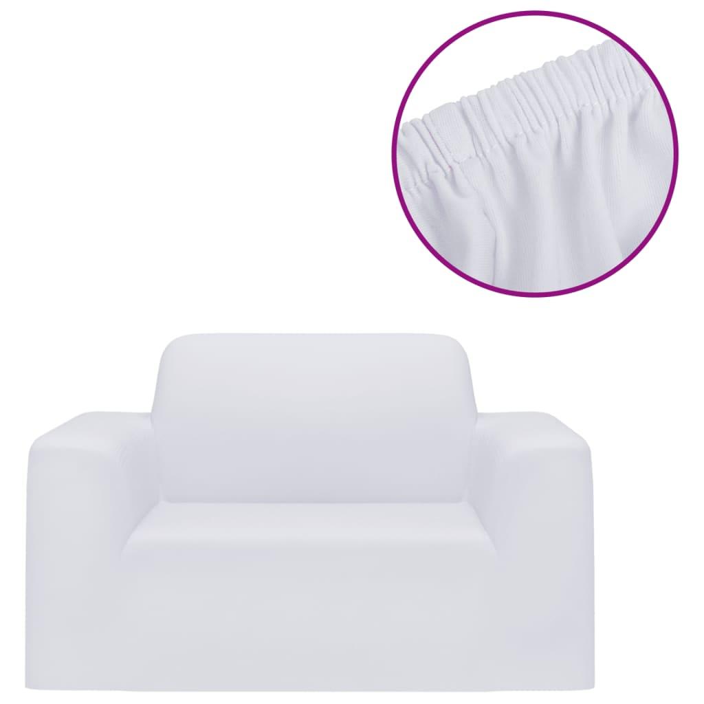 vidaXL Sofföverdrag med stretch vit polyesterjersey