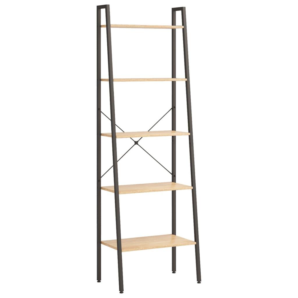 vidaXL Stående hylla med 5 hyllplan ljusbrun och svart 56x35x174 cm