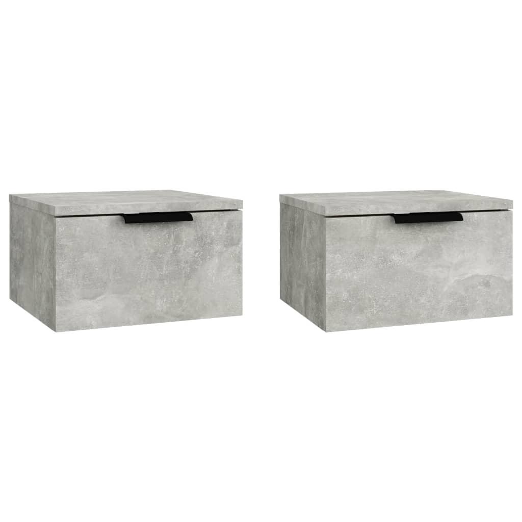 vidaXL Väggmonterade sängbord 2 st betonggrå 34x30x20 cm