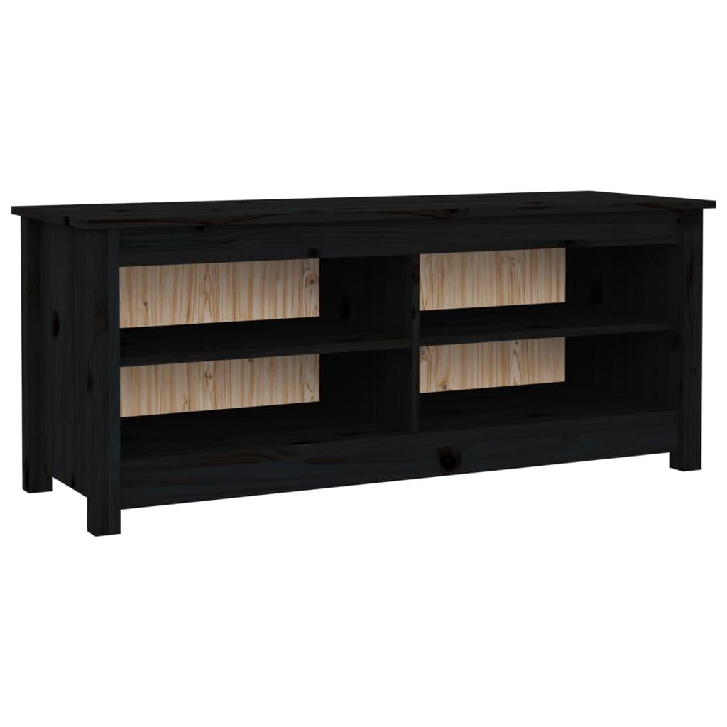 vidaXL Skobänk svart 110x38x45,5 cm massiv furu