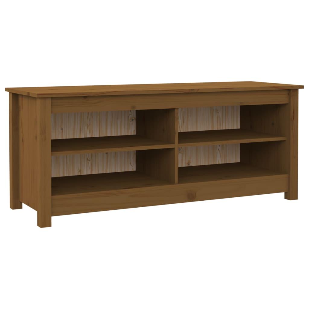 vidaXL Skobänk honungsbrun 110x38x45,5 cm massiv furu
