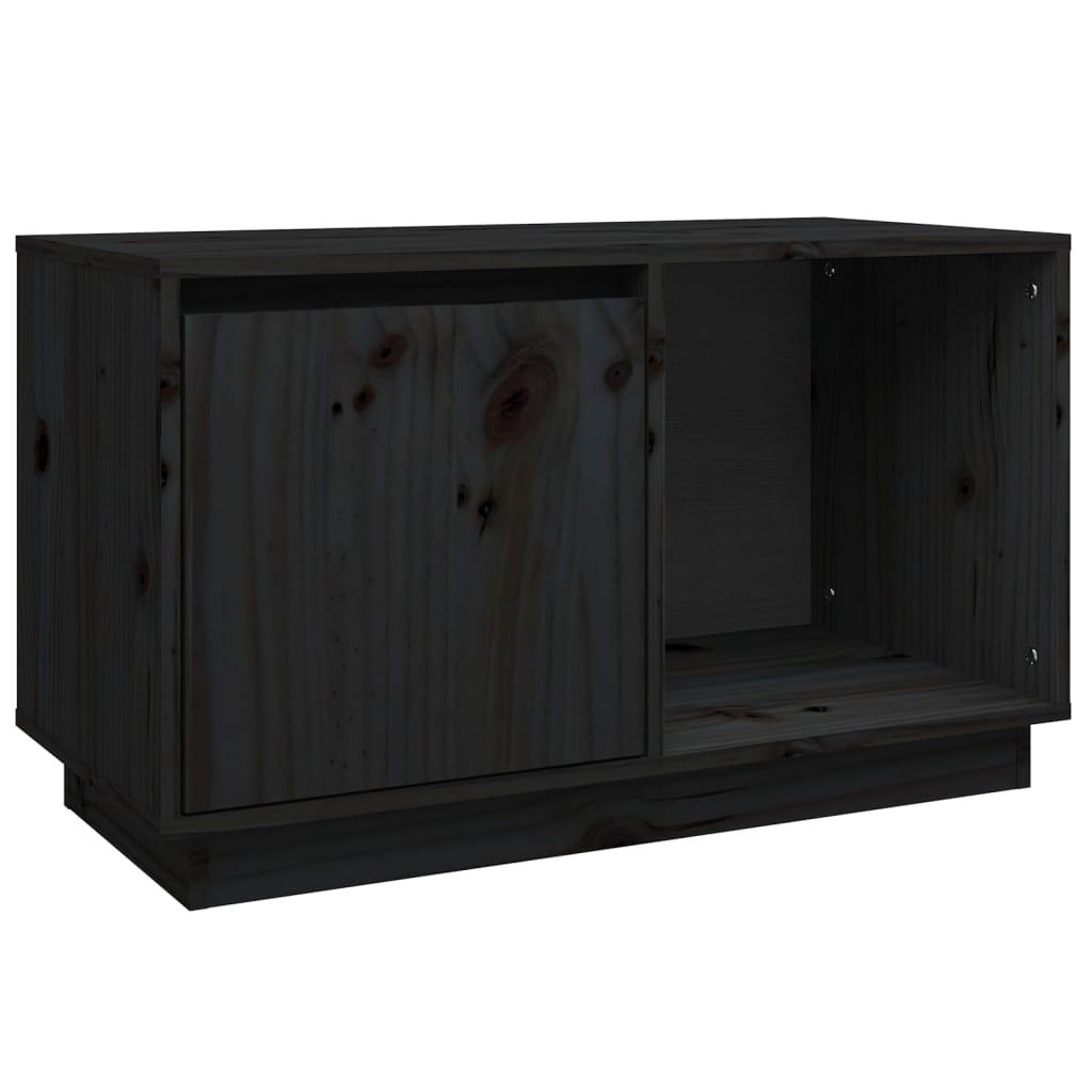 vidaXL Tv-bänk svart 74x35x44 cm massiv furu