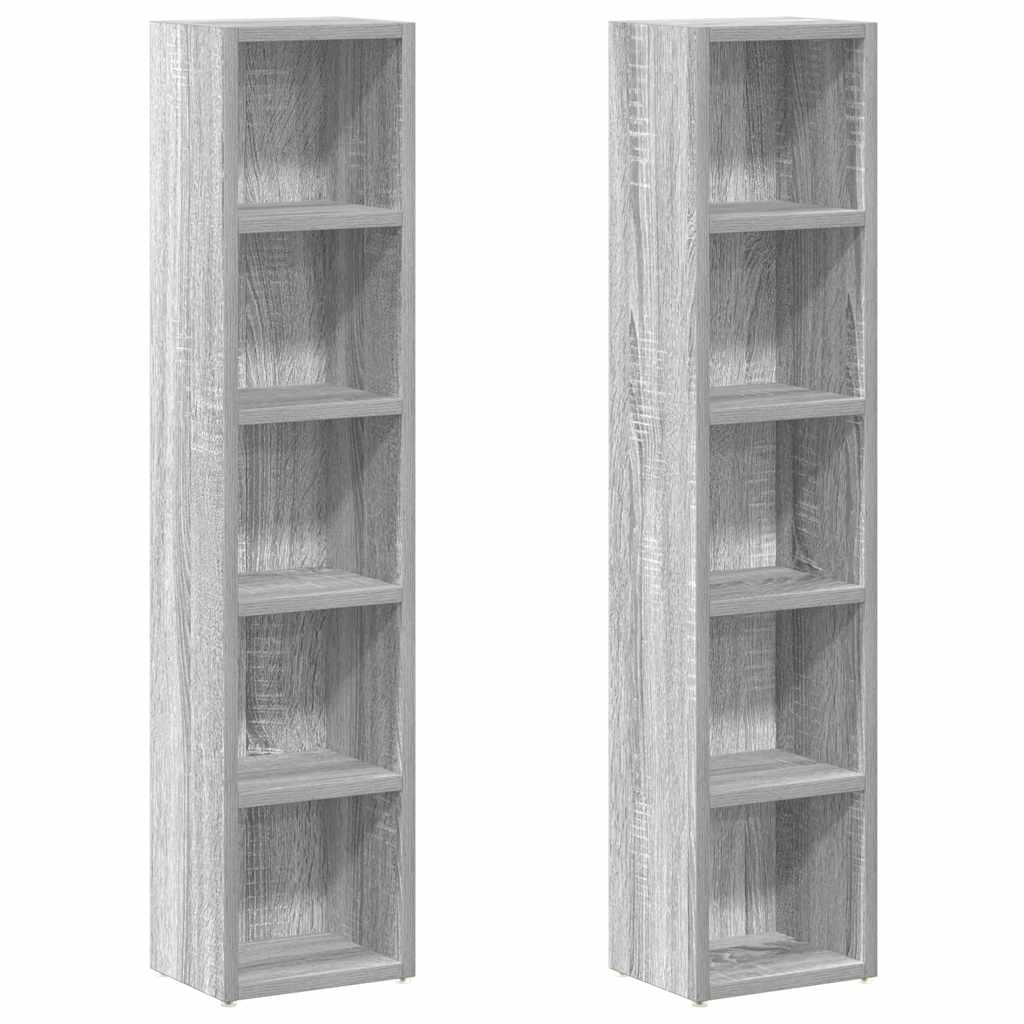 vidaXL CD-hyllor 2 st grå sonoma 21x16x93,5 cm konstruerat trä
