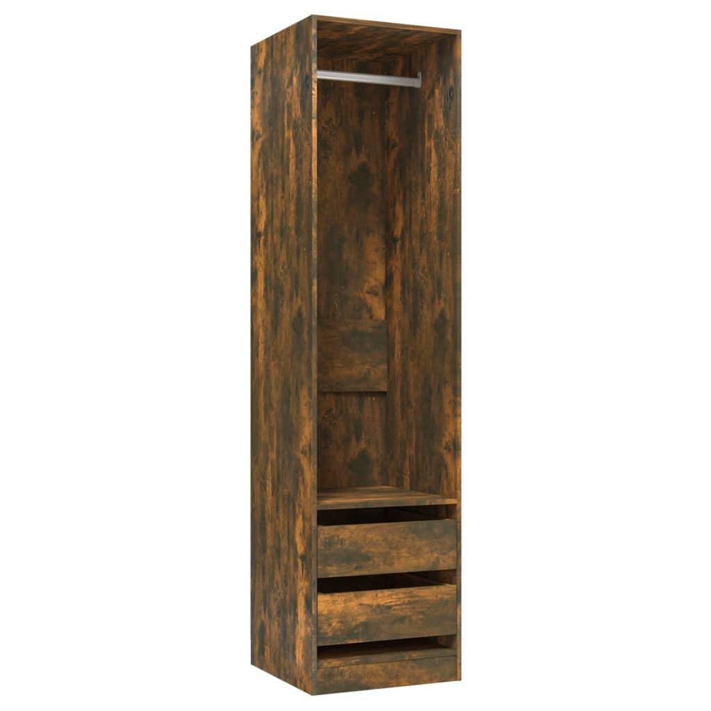 vidaXL Garderob med lådor rökfärgad ek 50x50x200 cm konstruerat trä