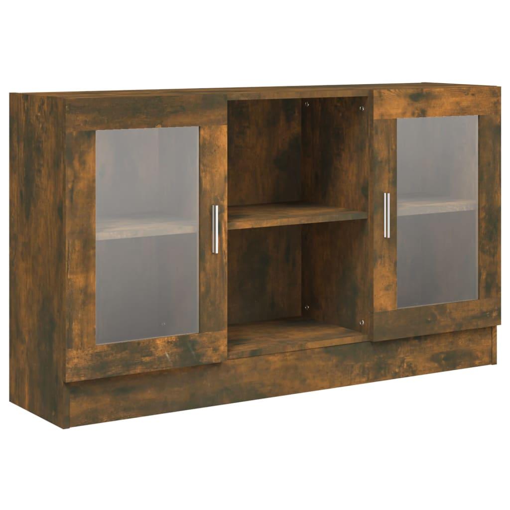 vidaXL Vitrineskap røkt eik 120×30,5×70 cm konstruert tre vidaXL Vitrineskap røkt eik 120×30,5×70 cm konstruert tre