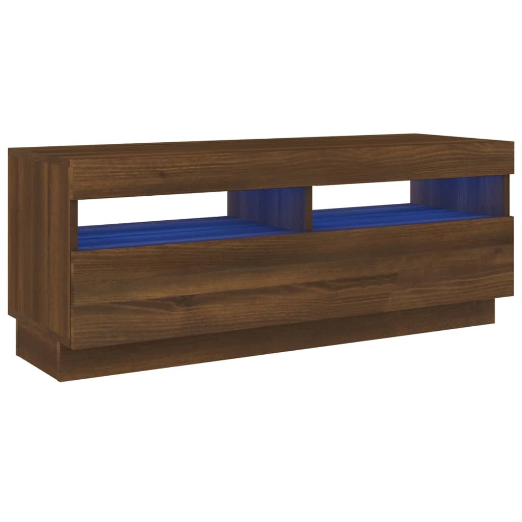 vidaXL Tv-bänk med LED-belysning brun ek 100x35x40 cm