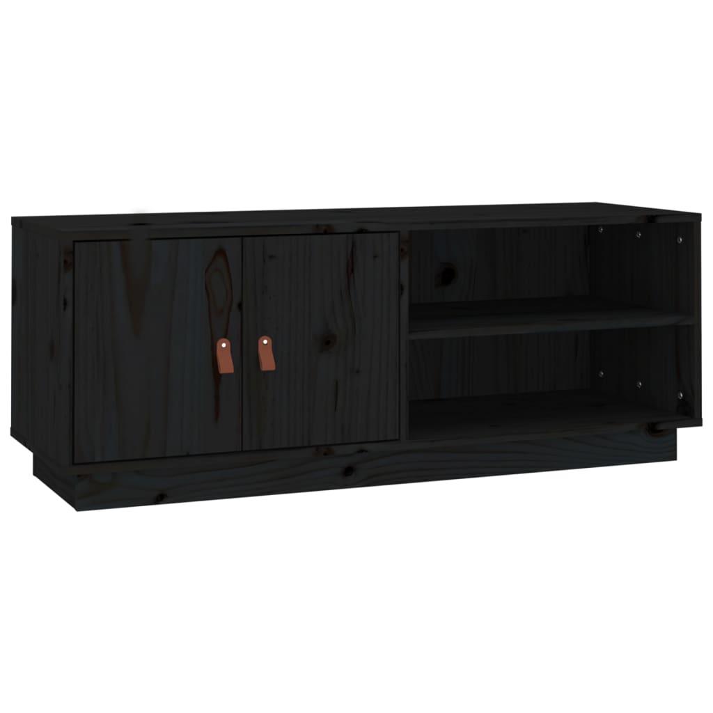 vidaXL Tv-bänk svart 105x34x40 cm massiv furu