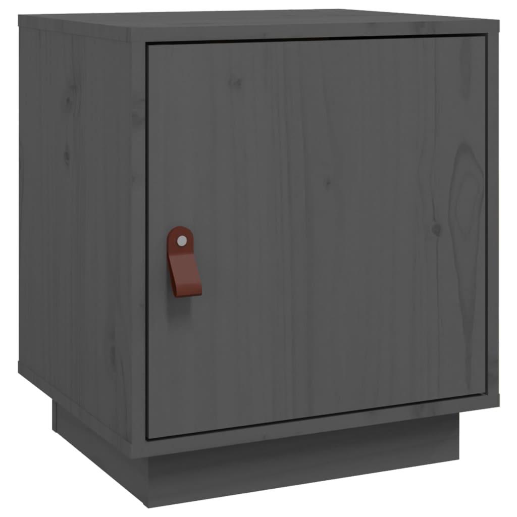 vidaXL Sängbord grå 40x34x45 cm massiv furu