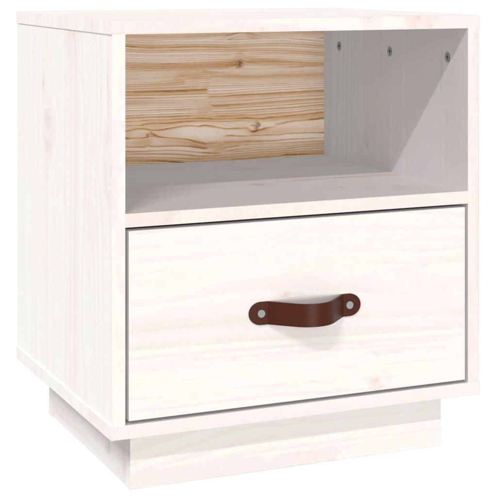 vidaXL Sängbord vit 40x34x45 cm massivt furuträ