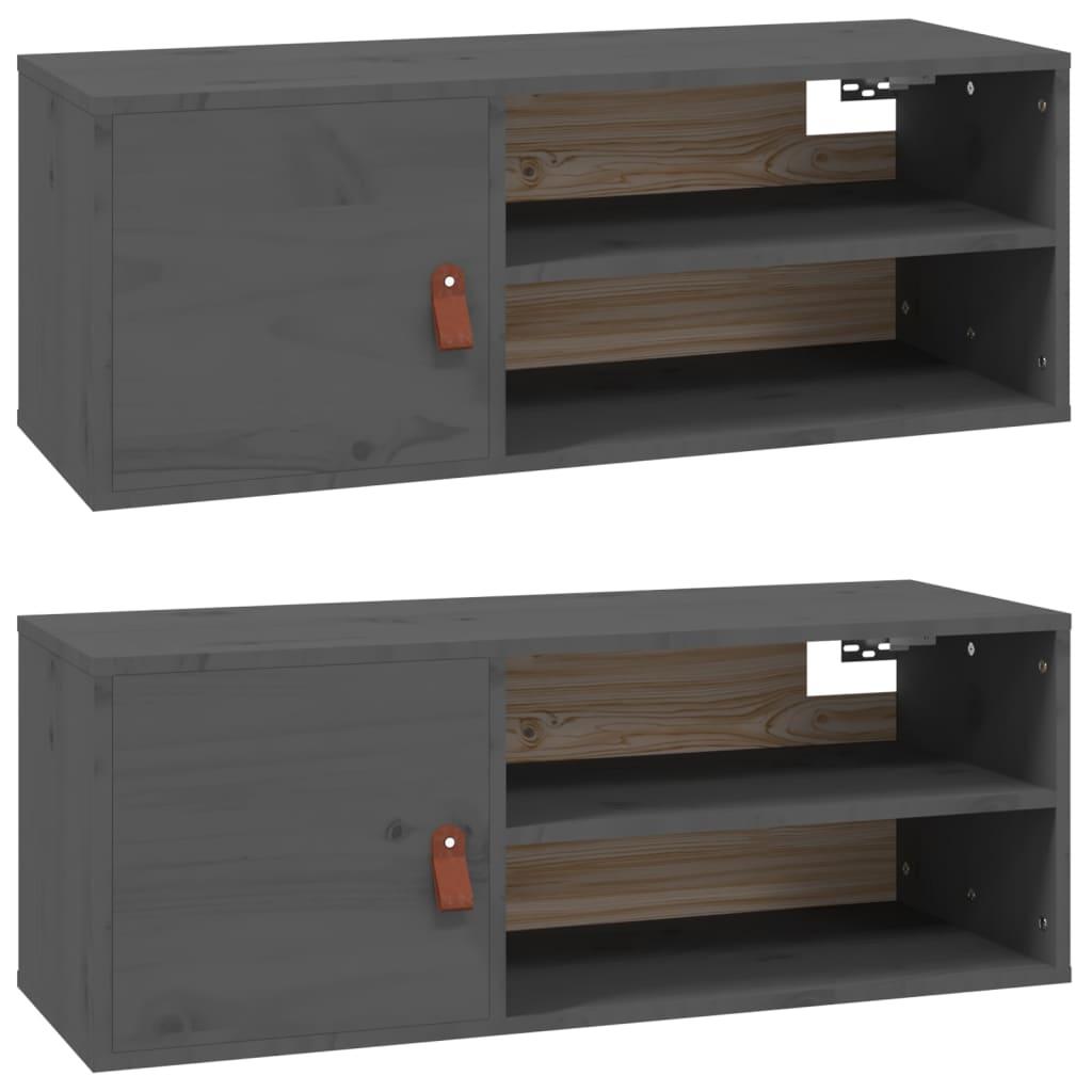 vidaXL Väggskåp 2 st grå 80x30x30 cm massiv furu