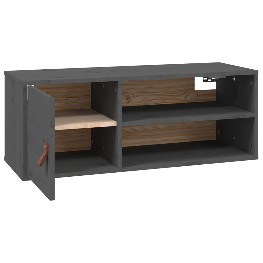 vidaXL Väggskåp grå 80x30x30 cm massiv furu