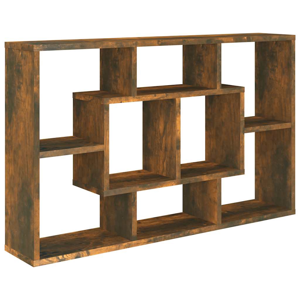 vidaXL Vägghylla rökfärgad ek 85x16x52,5 cm konstruerat trä