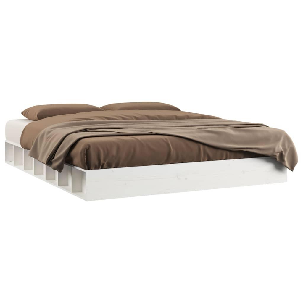 vidaXL Sängram vit 160x200 cm massivt trä