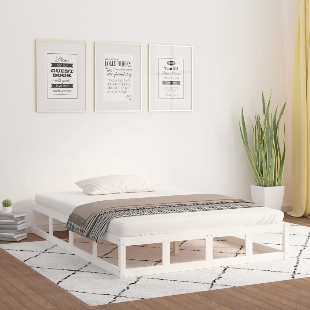 vidaXL Sängram vit 140x190 cm massivt trä