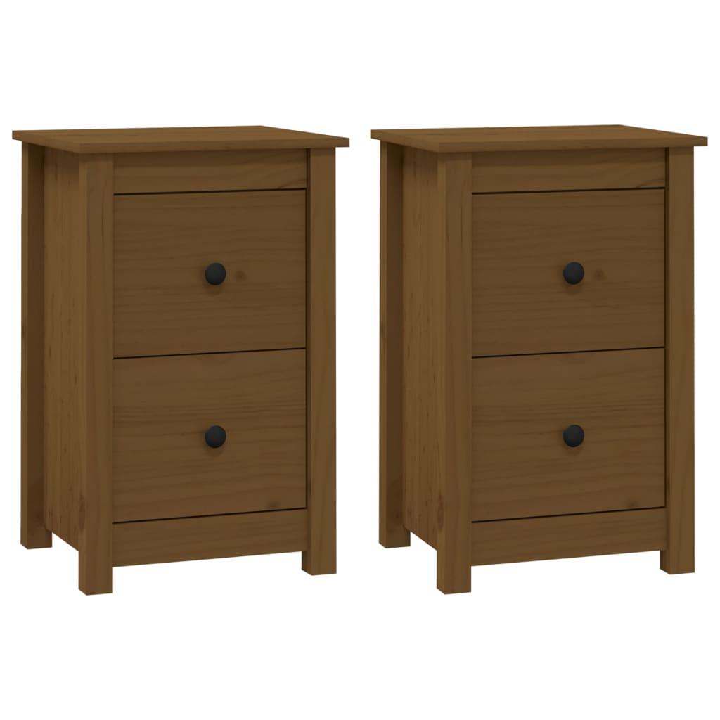 vidaXL Sängbord 2 st honungsbrun 40x35x61,5 cm massiv furu