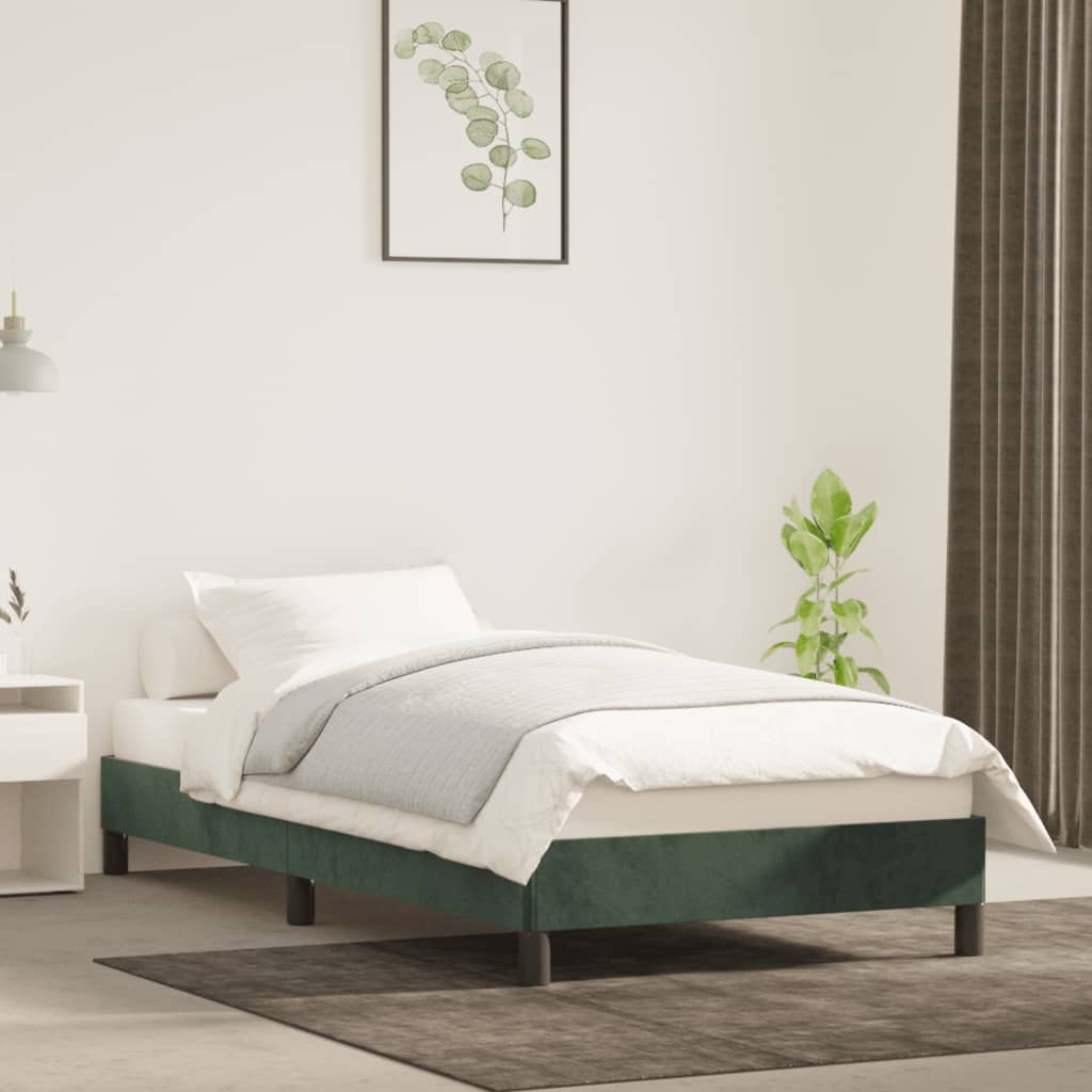 vidaXL Sängram mörkgrön 90x200 cm sammet