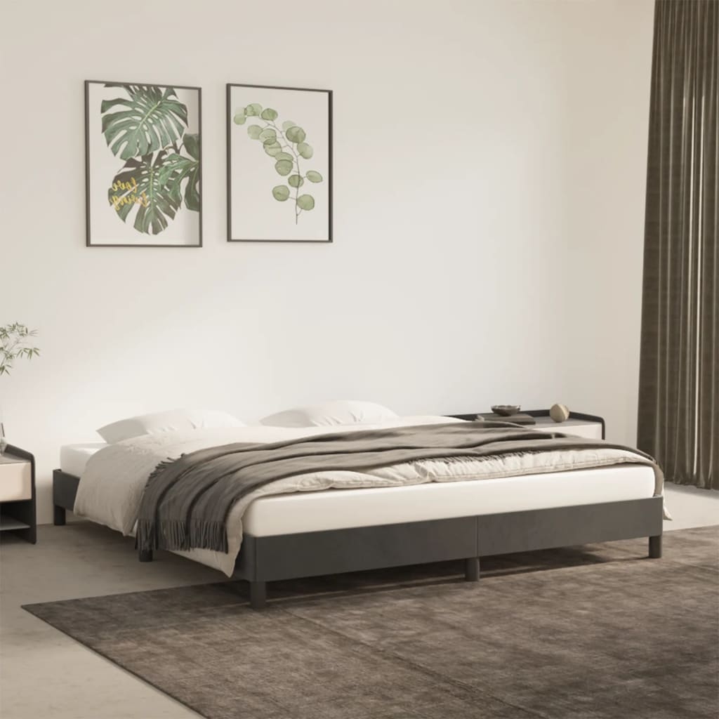 vidaXL Sängram mörkgrå 180x200 cm sammet