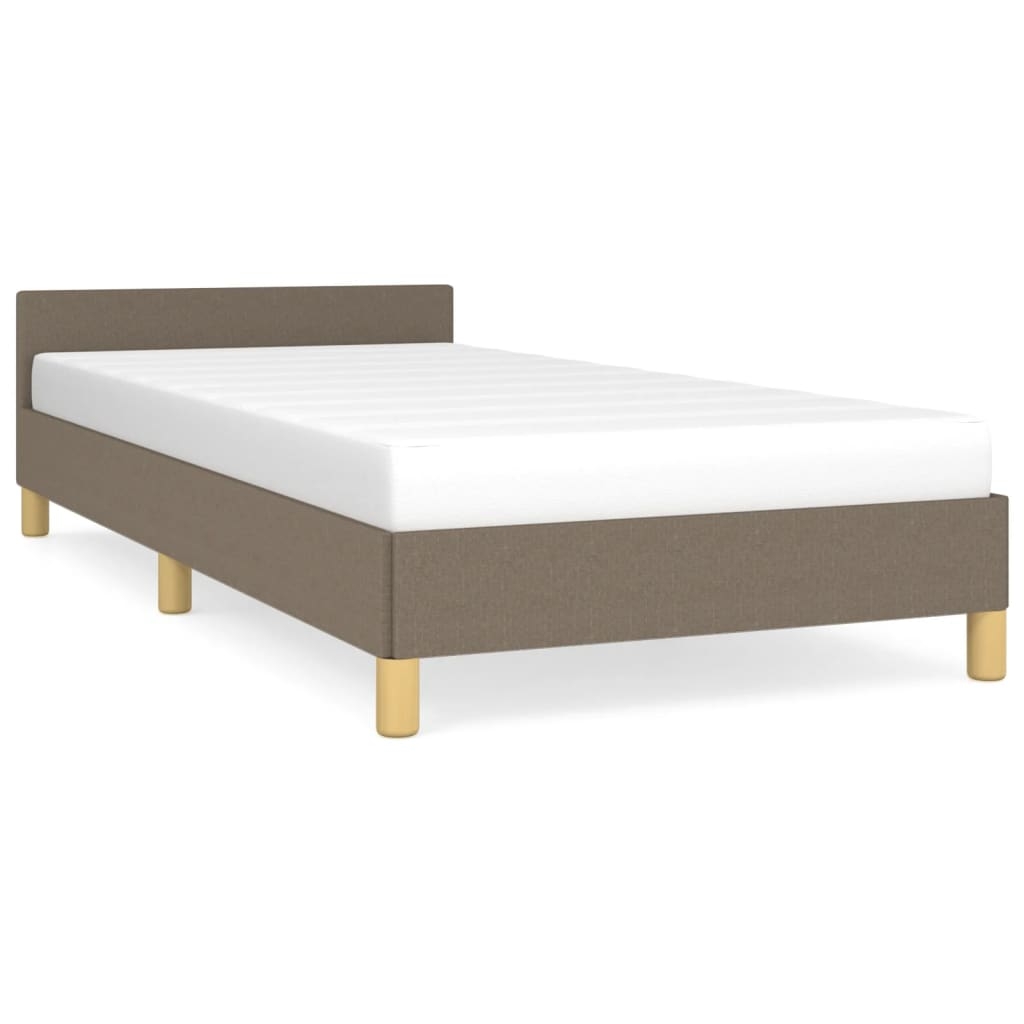 vidaXL Sängram med huvudgavel utan madrass taupe 90x190 cm tyg