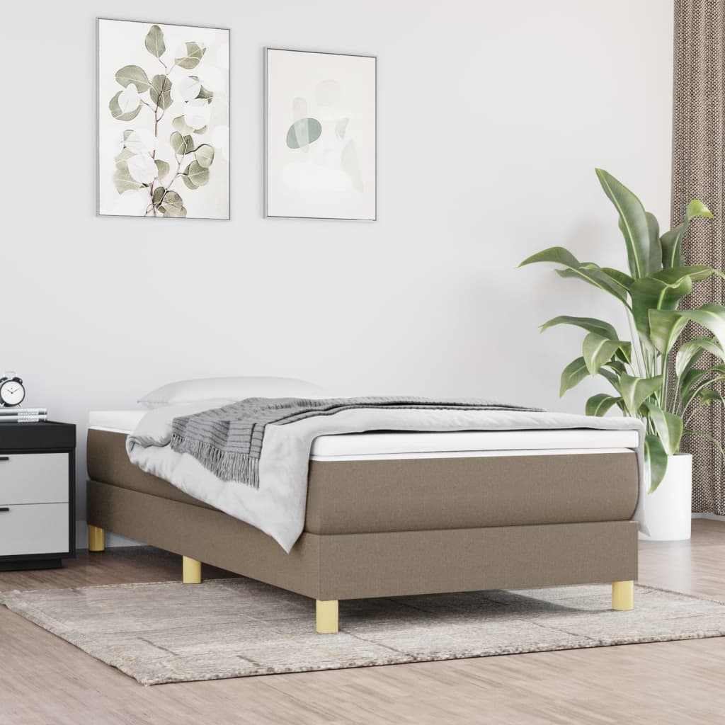 vidaXL Sängram taupe tyg 90x200 cm