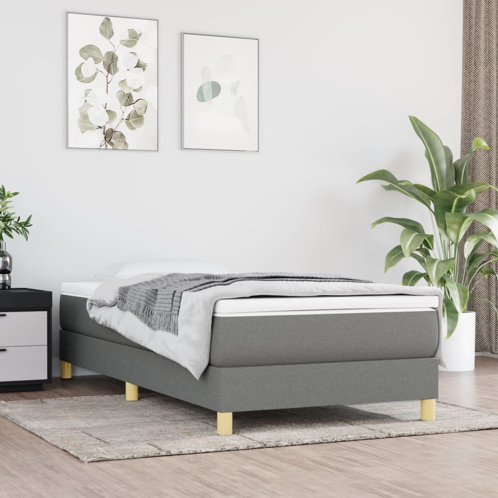 vidaXL Sängram mörkgrå tyg 100x200 cm