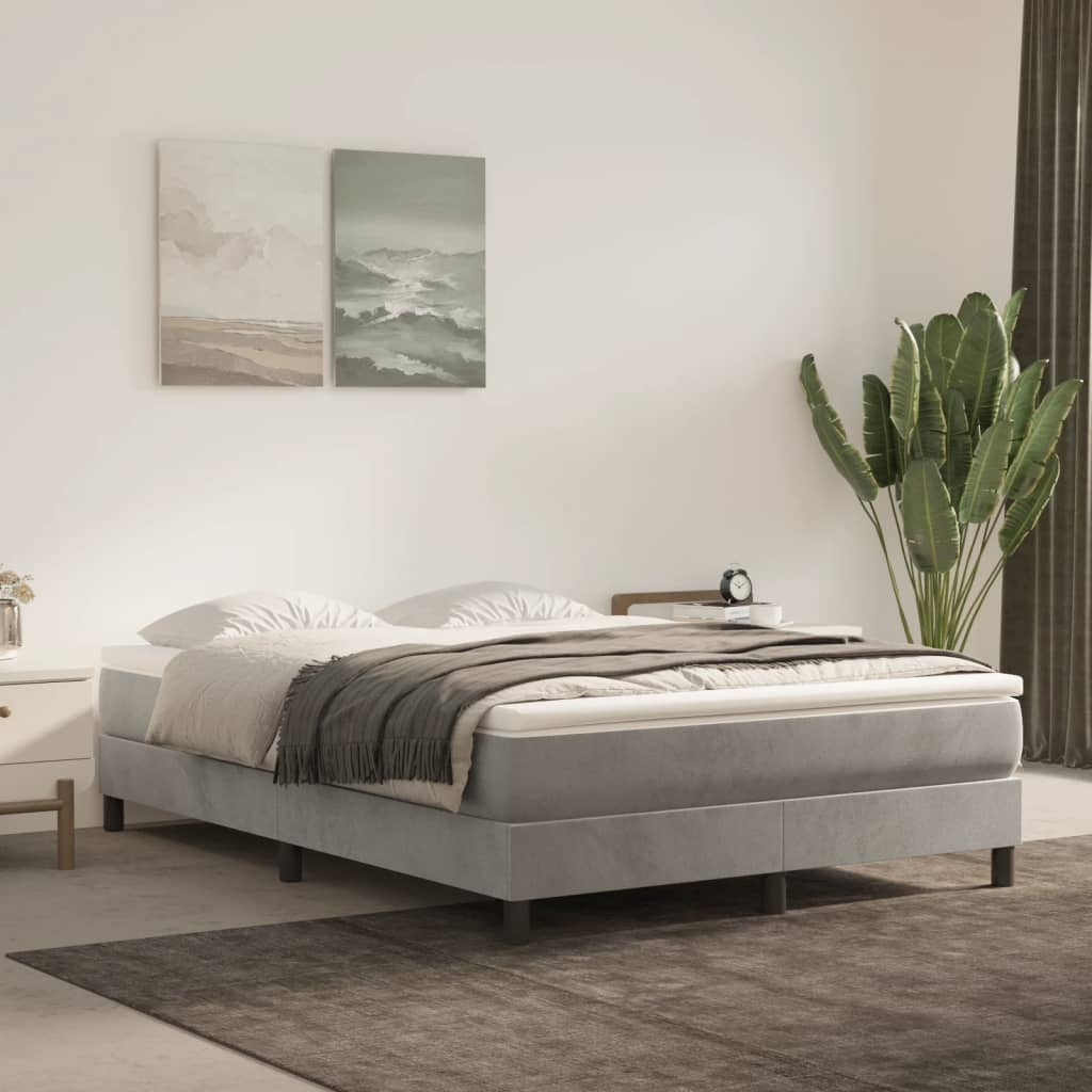 vidaXL Sängram ljusgrå 140x200 cm sammet