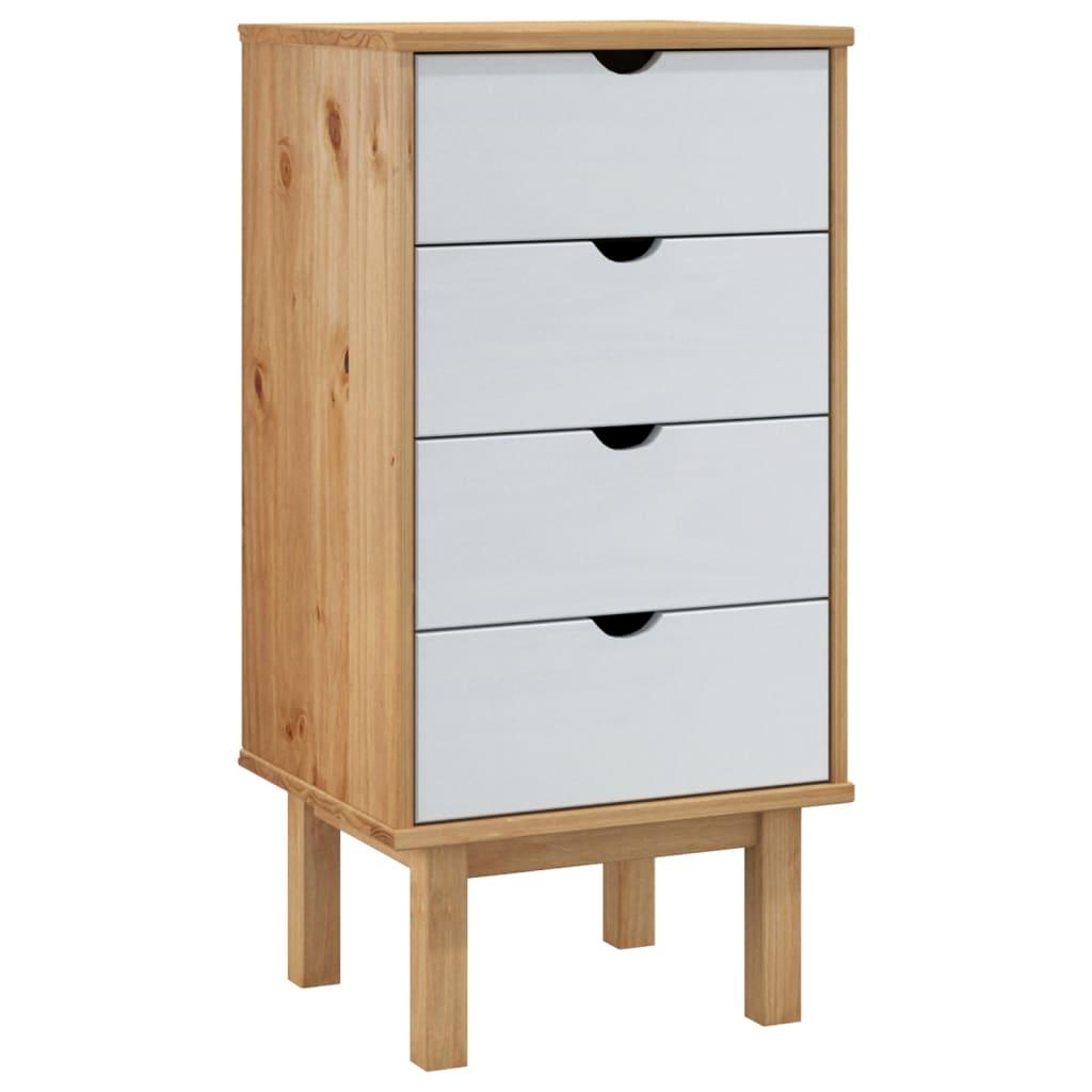 vidaXL Byrå OTTA brun&vit 45x39x90cm massiv furu