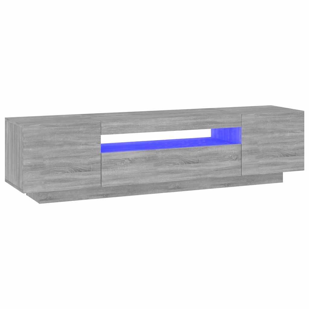 vidaXL TV-bänk med LED-belysning grå sonoma 160x35x40 cm