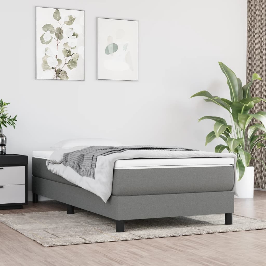 vidaXL Sängram mörkgrå 90x190 cm tyg