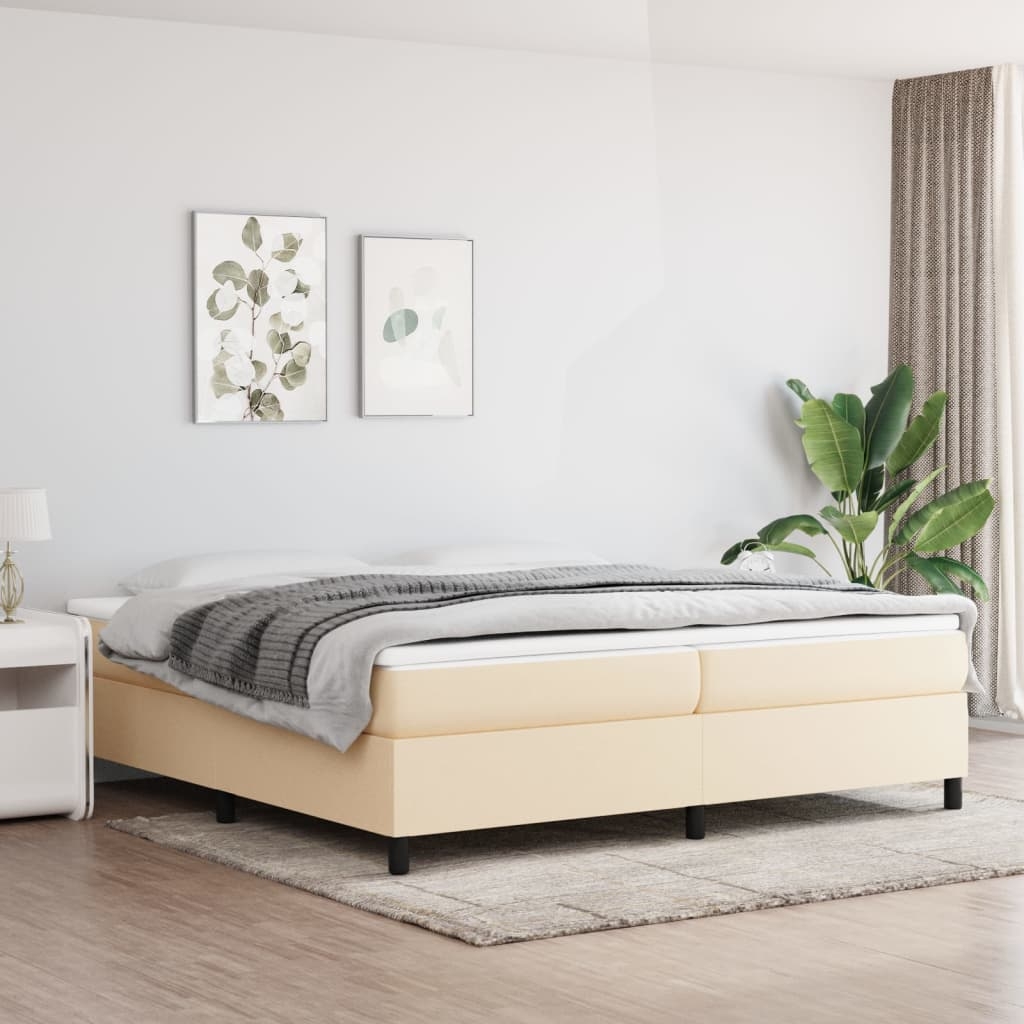 vidaXL Sängram gräddvit tyg 200x200 cm