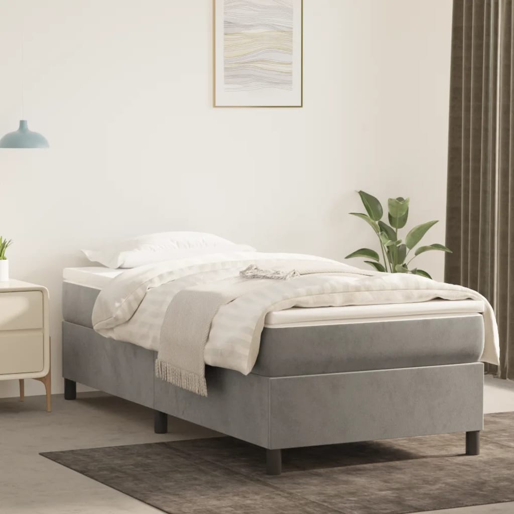 vidaXL Sängram ljusgrå 100x200 cm sammet