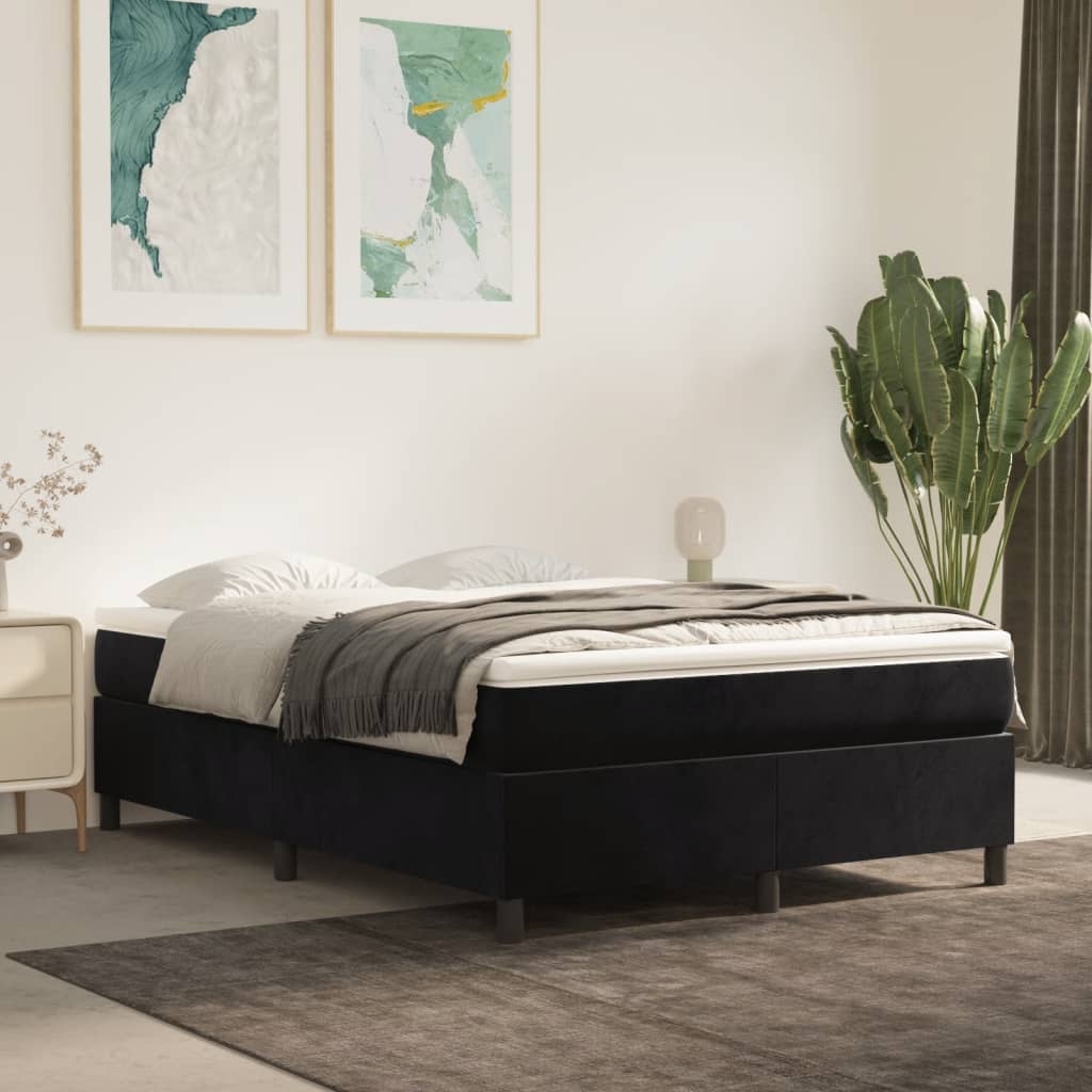 vidaXL Sängram svart 140x190 cm sammet