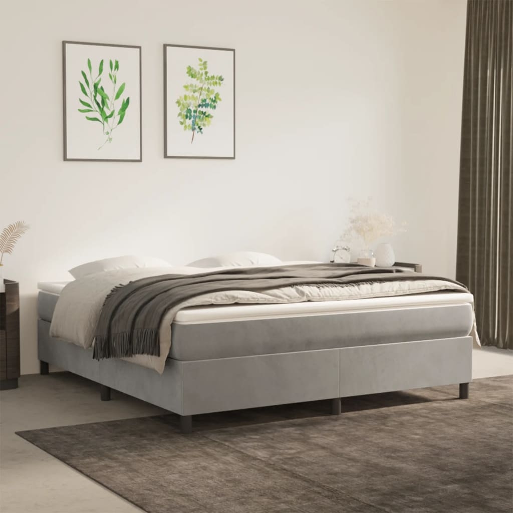 vidaXL Sängram ljusgrå 180x200 cm sammet