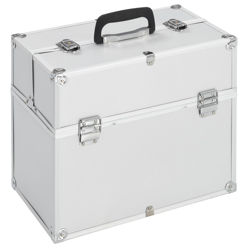 vidaXL Sminklåda 37x24x35 cm silver aluminium
