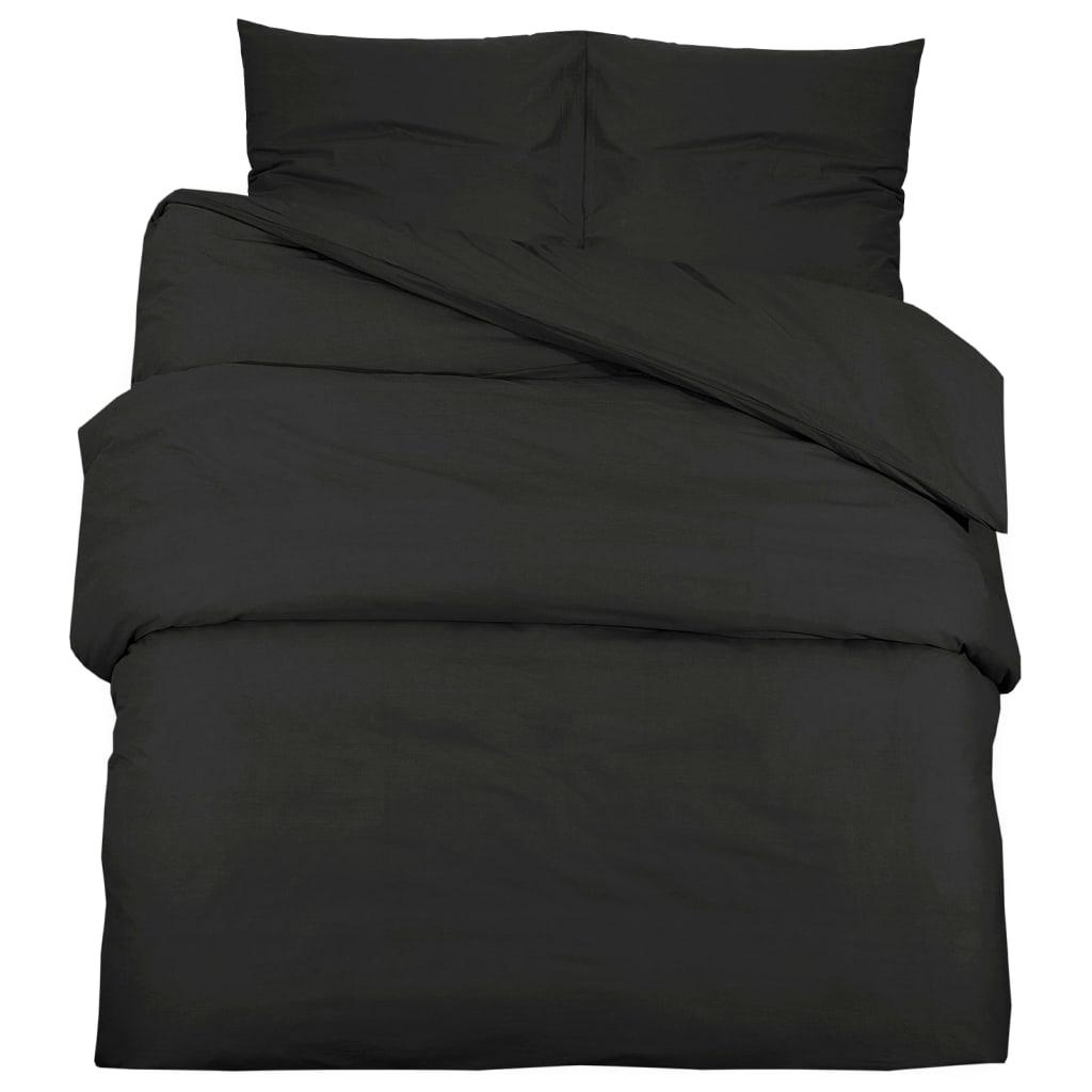 vidaXL Bäddset svart 220x240 cm bomull