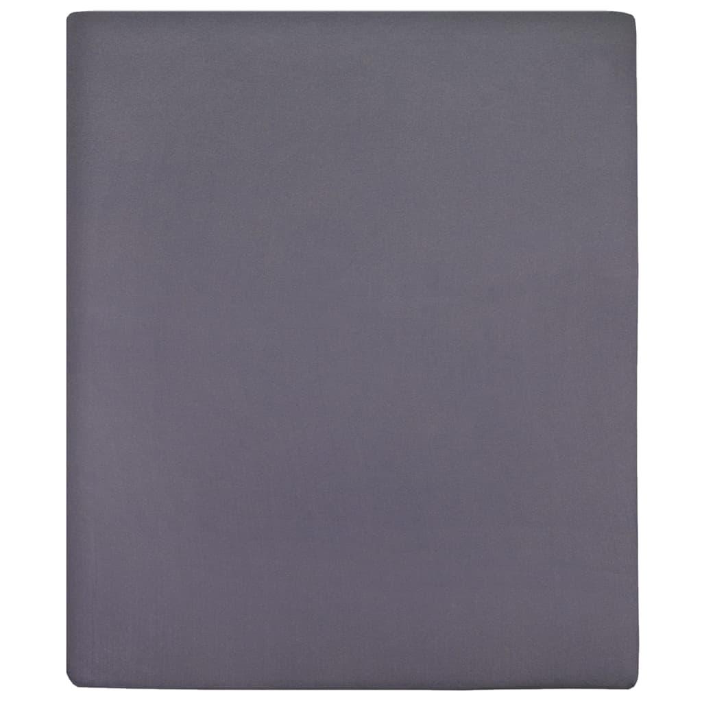 vidaXL Dra-på-lakan jersey 2 st antracit 160x200 cm bomull