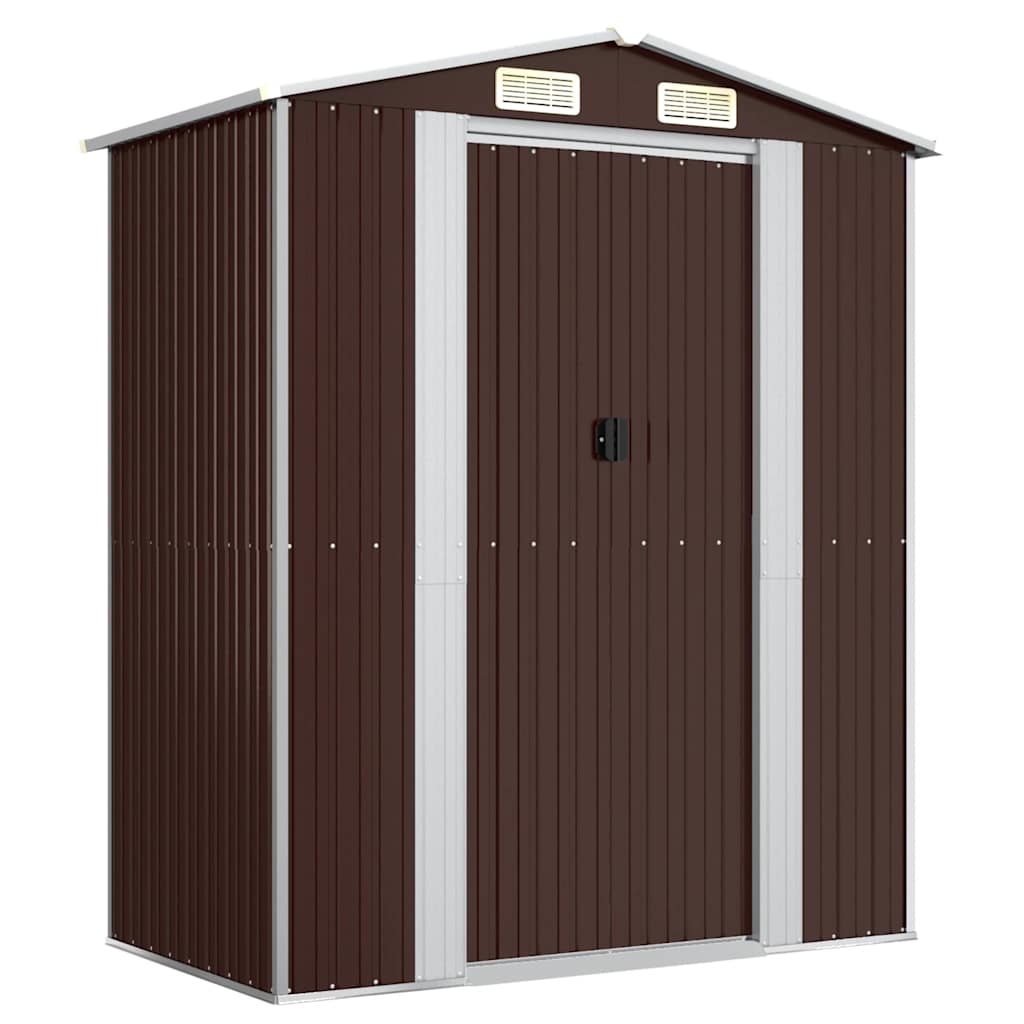 vidaXL Trädgårdsskjul mörkbrun 192x108x223 cm galvaniserat stål