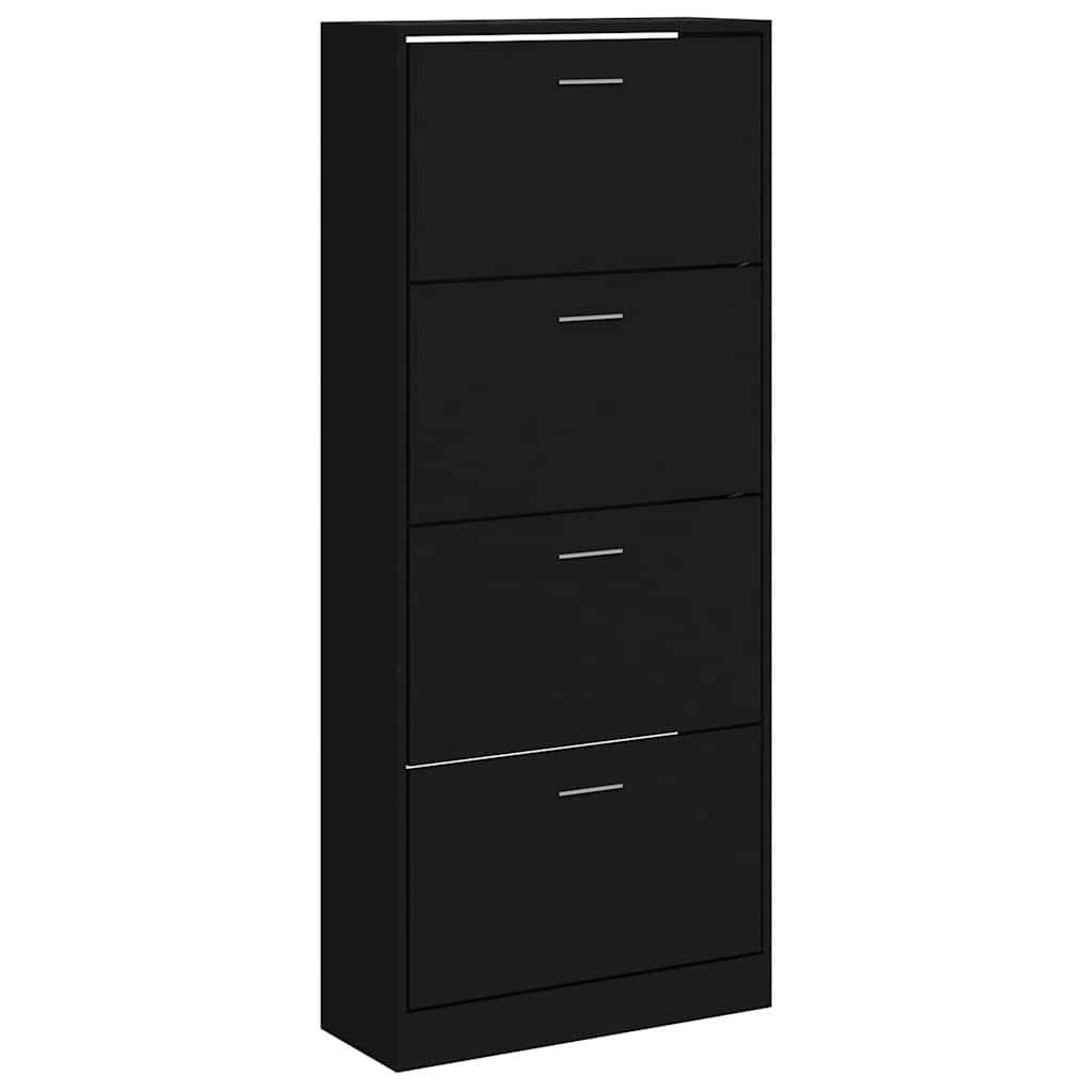 vidaXL Skoskåp svart 63x24x147 cm konstruerat trä