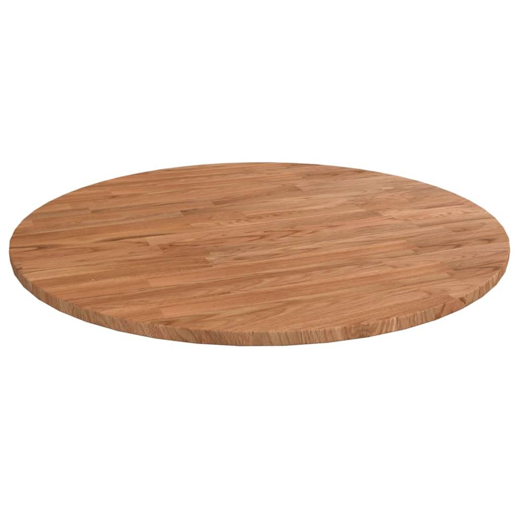 vidaXL Rund bordplate lysebrun Ø60x1,5 cm behandlet heltre eik