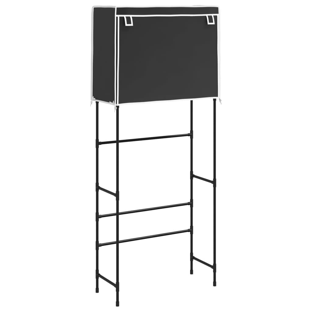 vidaXL Hylla för tvättmaskin med 2 hyllplan svart 71x29,5x170,5cm järn