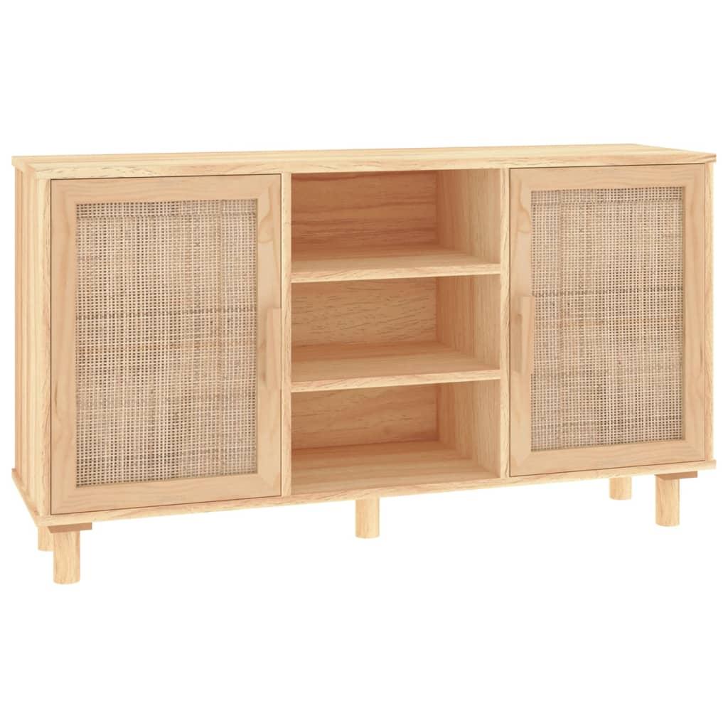 vidaXL Skänk brun 105x30x60 cm massiv furu och naturlig rotting