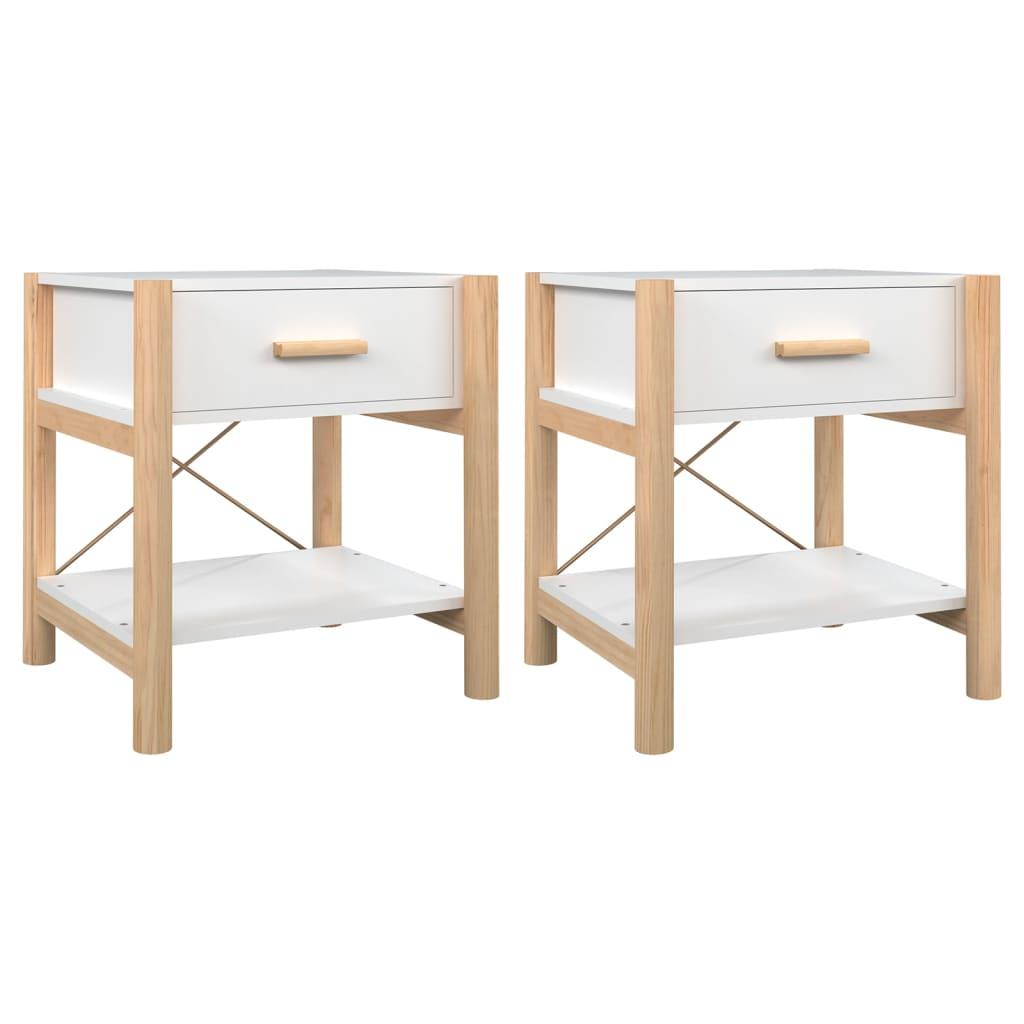 vidaXL Sängbord 2 st vit 42x38x45 cm konstruerat trä