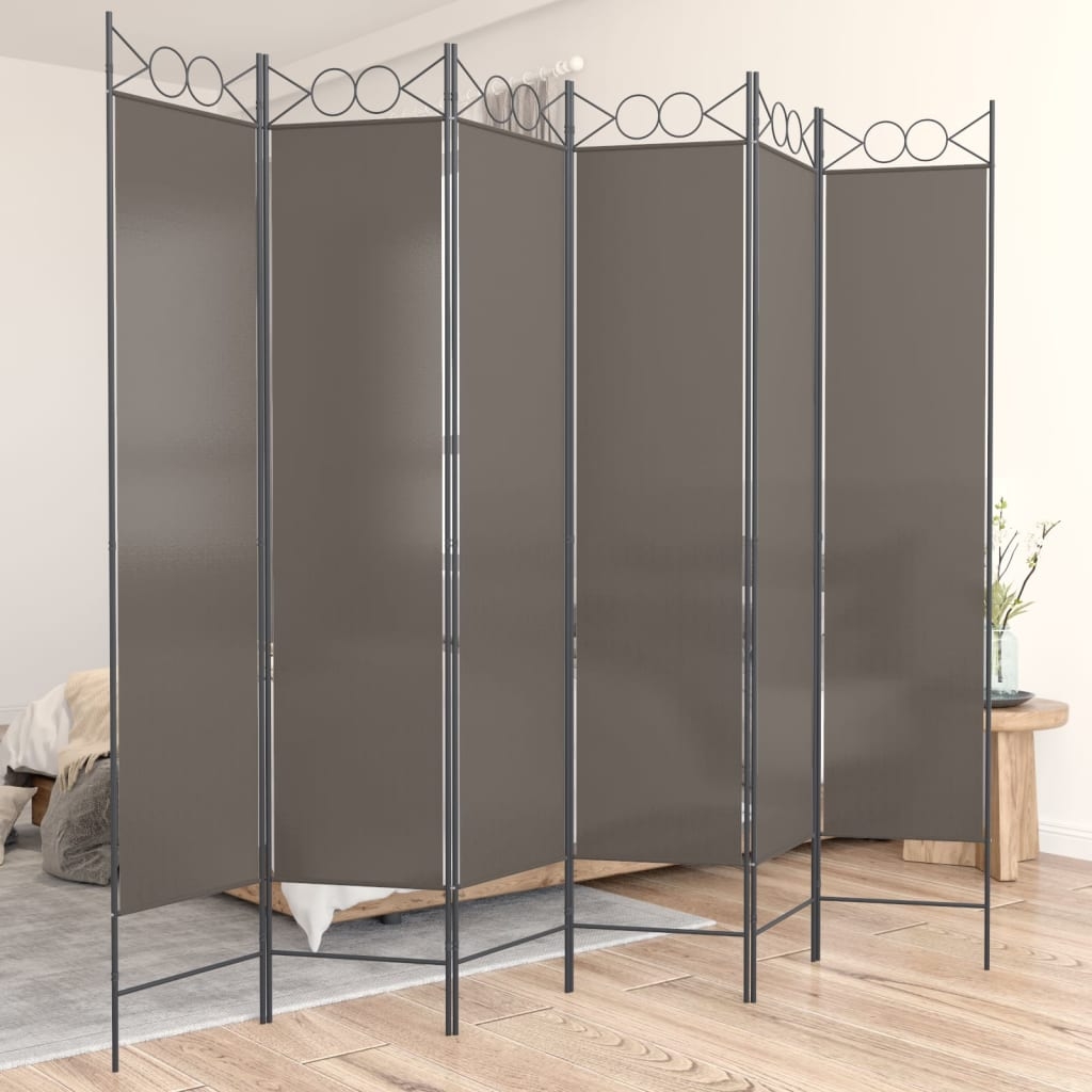 vidaXL Romdeler med 6 paneler antrasitt 240x200 cm stoff